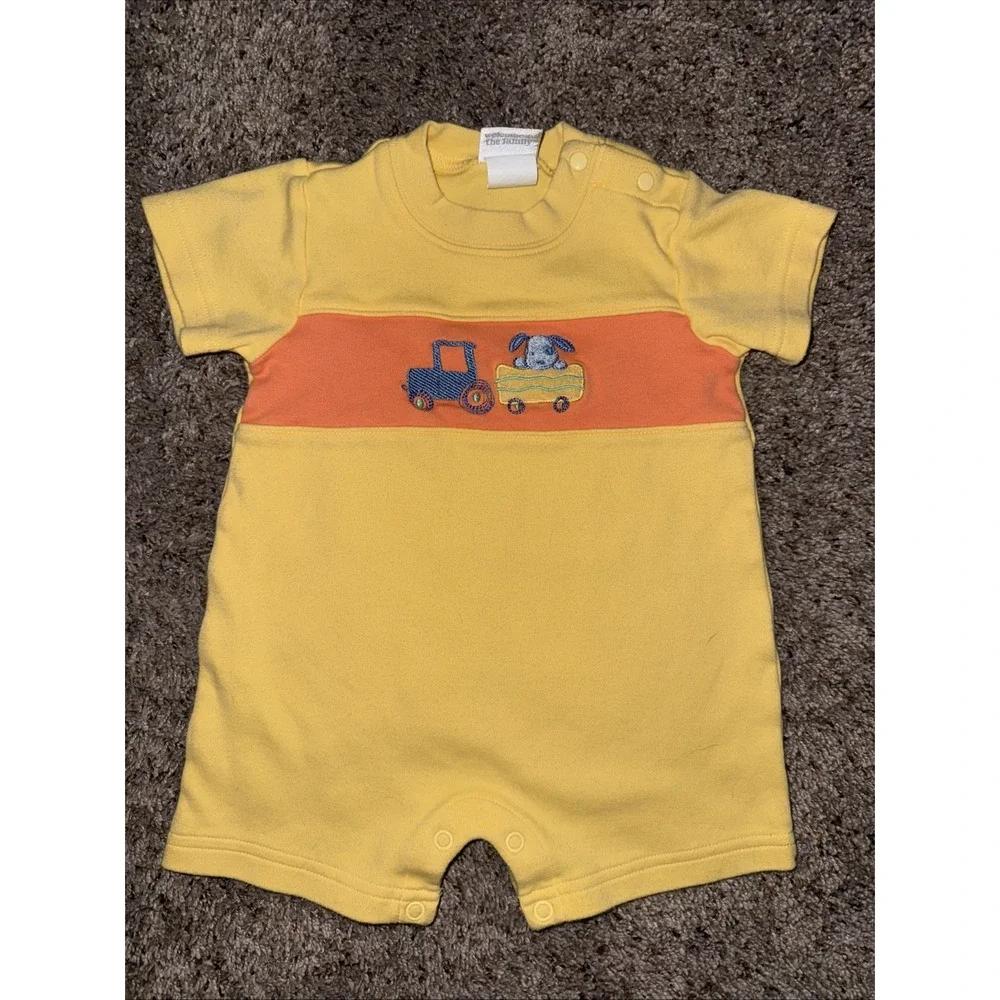 Baby Boy Vintage Carter's 3-6 Month Yellow Puppy Tractor Romper Outfit